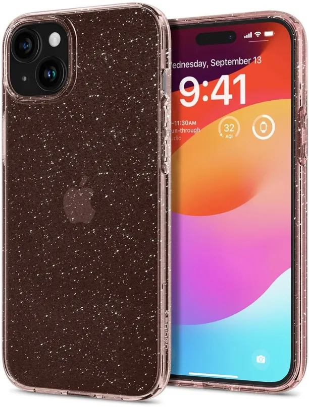 Kryt na mobilný telefón Spigen Liquid Crystal Glitter Rose Quartz iPhone 15 Plus