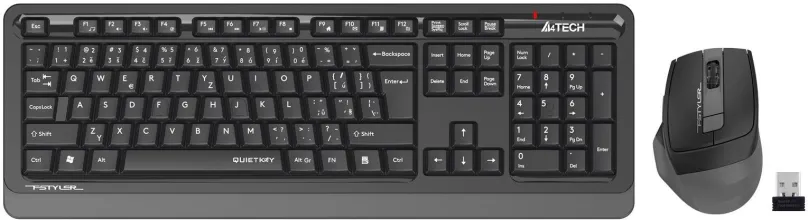 Set klávesnice a myši A4tech FGS1035Q, šedá, bezdrôtový, česká a slovenská kancelárska klá