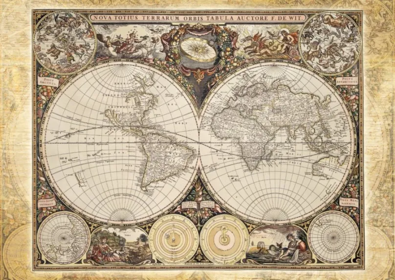 Puzzle Schmidt Puzzle Historická mapa sveta 2000 dielikov