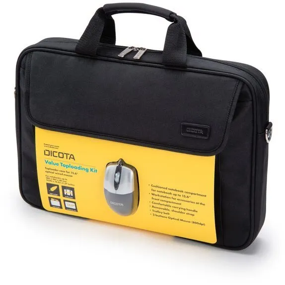 Taška na notebook Dicota Value Toploading Kit čierny