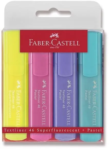 Zvýrazňovač FABER-CASTELL Textliner 1546 pastelový - sada 4 farieb