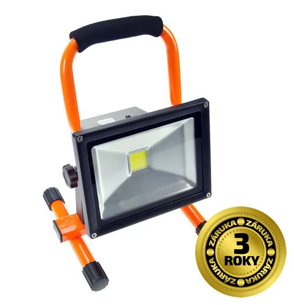 Solight LED reflektor 20W, prenosný, nabíjací, 1600L, oranžovo-čierny