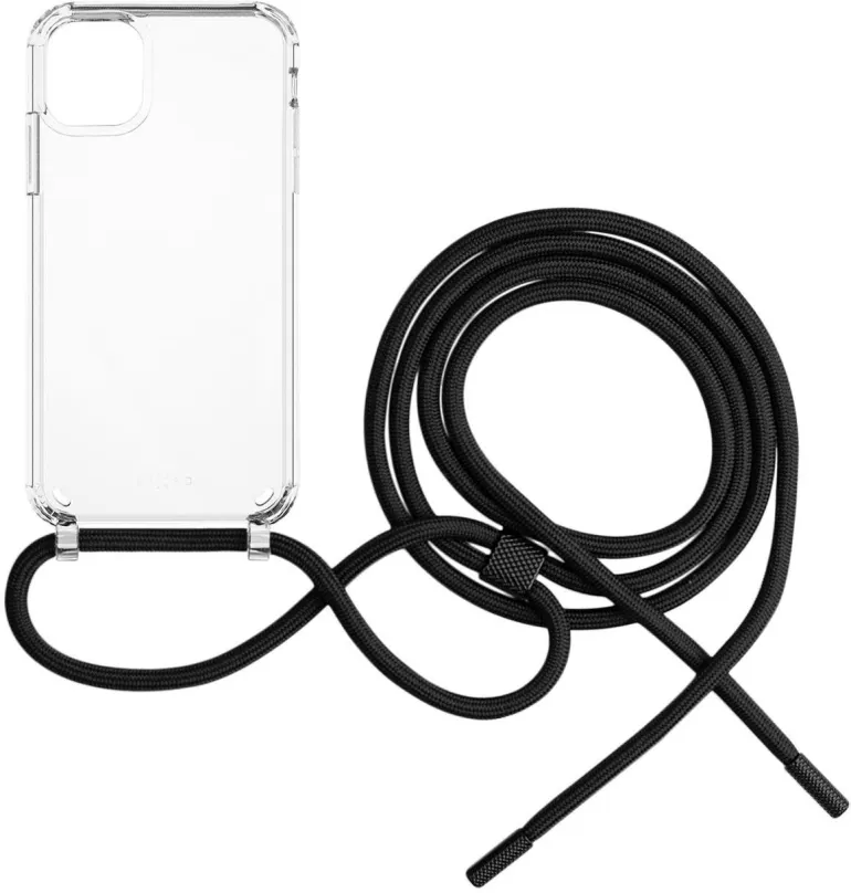 Kryt na mobil FIXED Pure Neck s čiernou šnúrkou na krk pre Apple iPhone 11