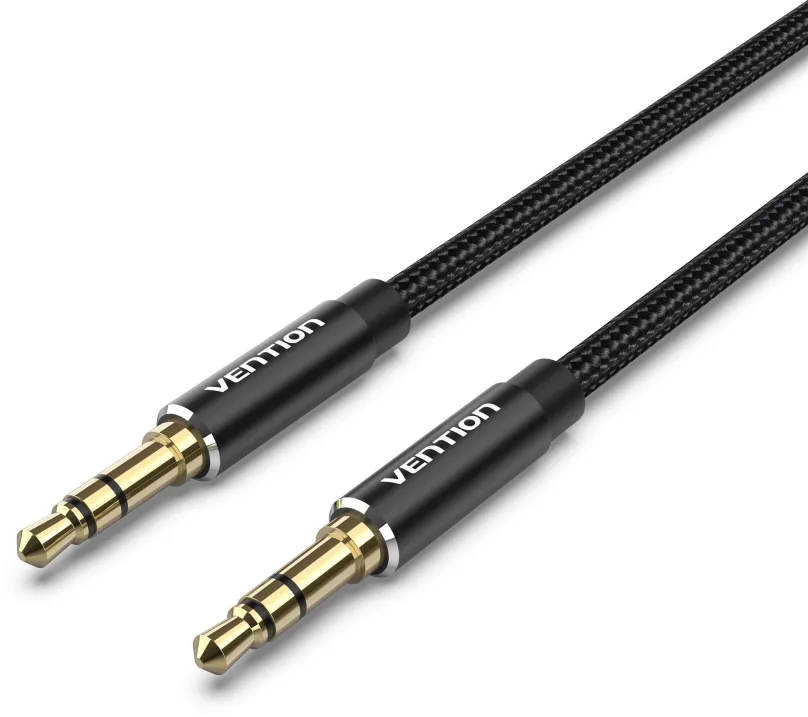 Audio kábel Vention Cotton Braided 3.5mm Male to Male Audio Cable 2m Black Aluminum Alloy Type