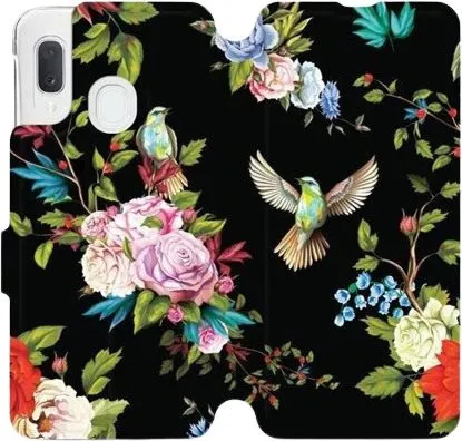 Kryt na mobil Flipové púzdro na mobil Samsung Galaxy A20e - VD09S Vtáčiky a kvety