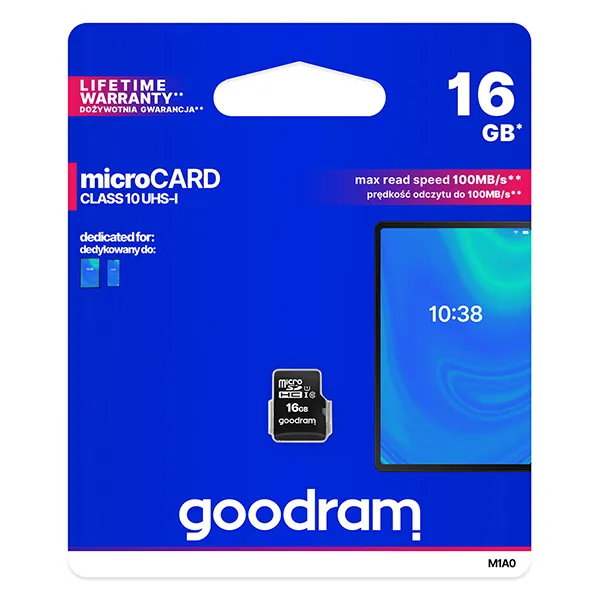 Goodram pamäťová karta Micro Secure Digital Card, 16 GB, micro SDHC, M1A0-0160R12, UHS I U1 (Class 10)