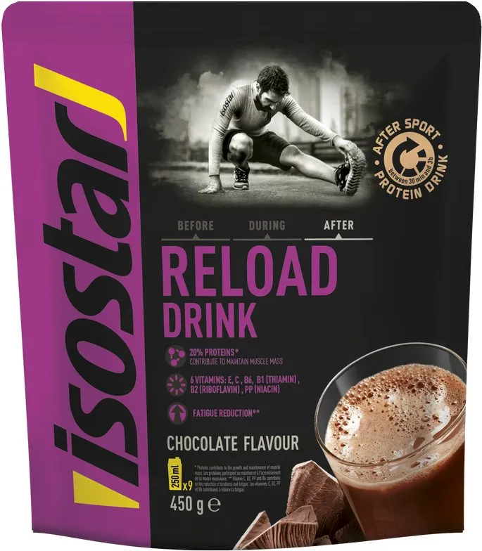 Športový nápoj Isostar 450g powder after sport reload čokoláda