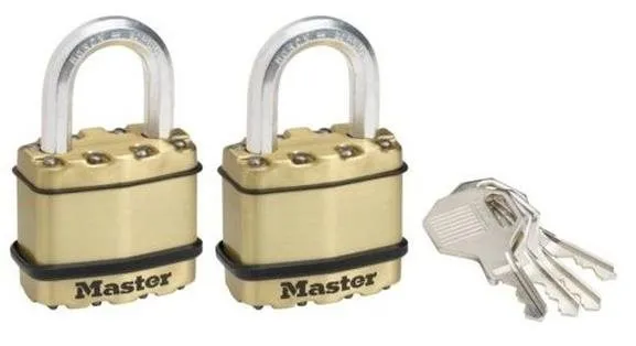 Visiaci zámok Master Lock Set 2 ks mosadzných visiacich zámkov M1BEURT Master Lock Excell 45mm