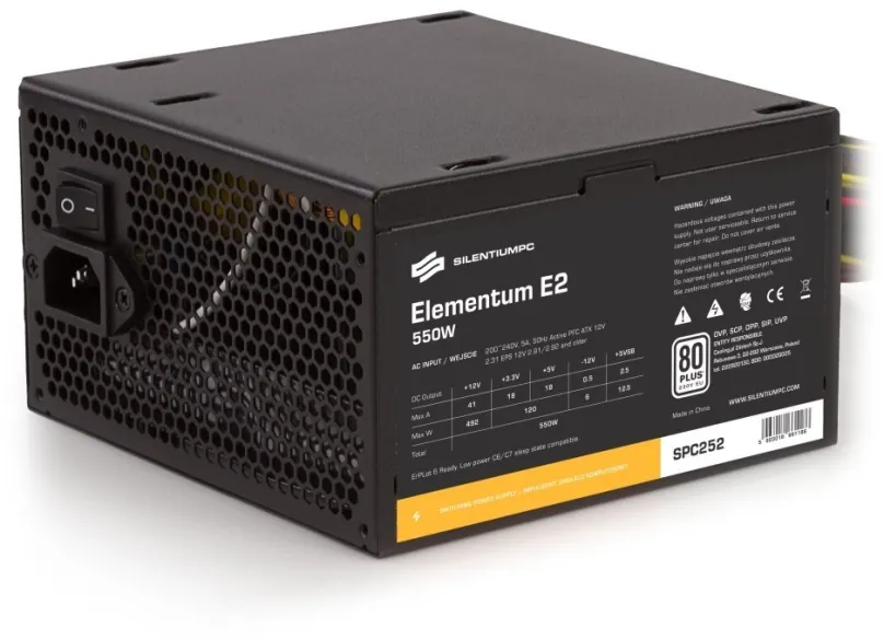 Počítačový zdroj SilentiumPC Elementum E2 550W 80Plus EÚ