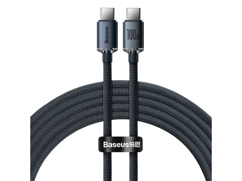 Baseus Crystal Shine Series nabíjací / dátový kábel USB-C / USB-C 100W 2m, čierna