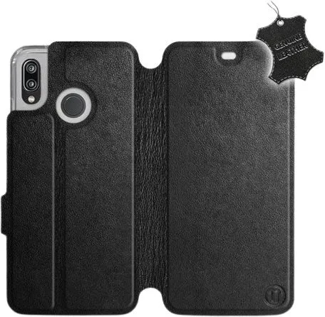 Kryt na mobil Flip puzdro na mobil Huawei P20 Lite - Čierne - kožené - Black Leather