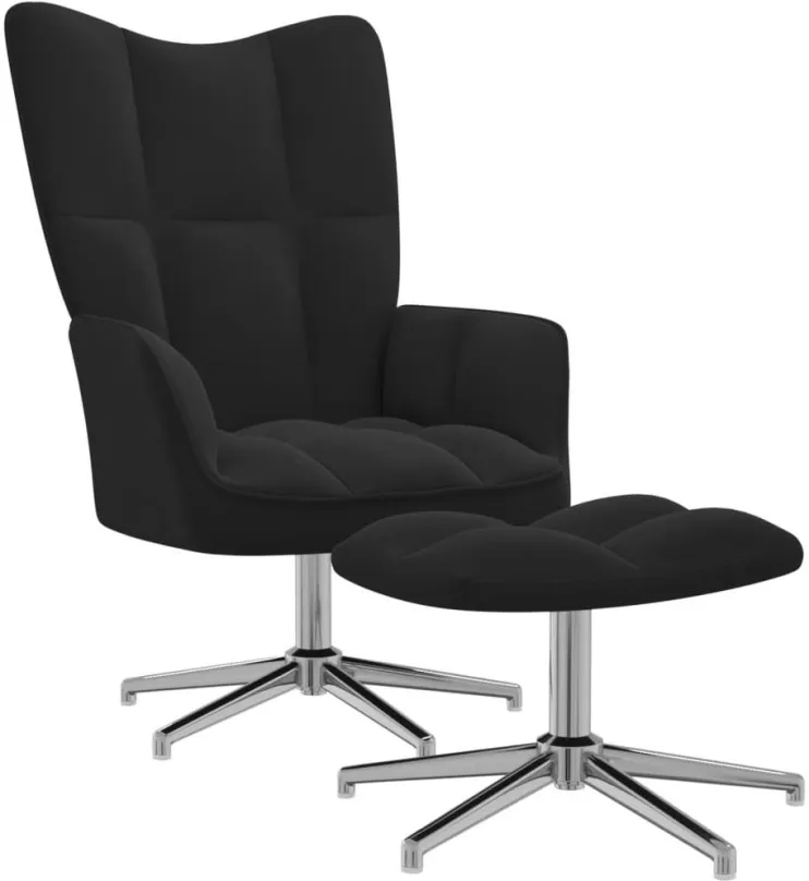 Kreslo Relaxačné kreslo so stoličkou čierne zamat , 328134