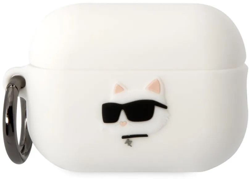 Puzdro na slúchadlá Karl Lagerfeld 3D Logo NFT Choupette Head Silikónové Puzdro pre Airpods Pro 2 White