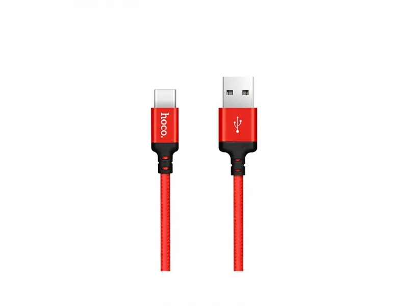Hoco pletený nabíjací kábel USB-C Times Speed 2m červená-čierna