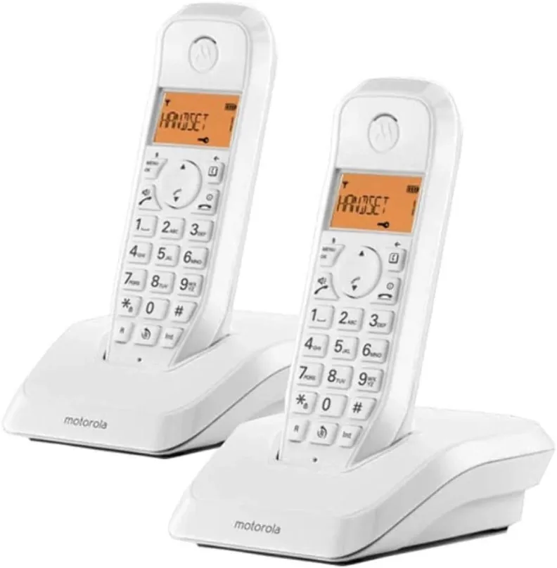 Telefón pre pevnú linku Motorola S1202 Duo White - HandsFree - Backlight Screen