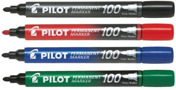Popisovač PILOT Permanent Marker 100 1.0 mm, súprava 4 farieb