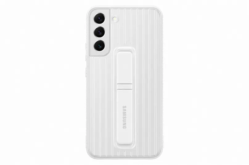 Kryt na mobil Samsung Galaxy S22+ 5G Tvrdený ochranný zadný kryt so stojanom biely
