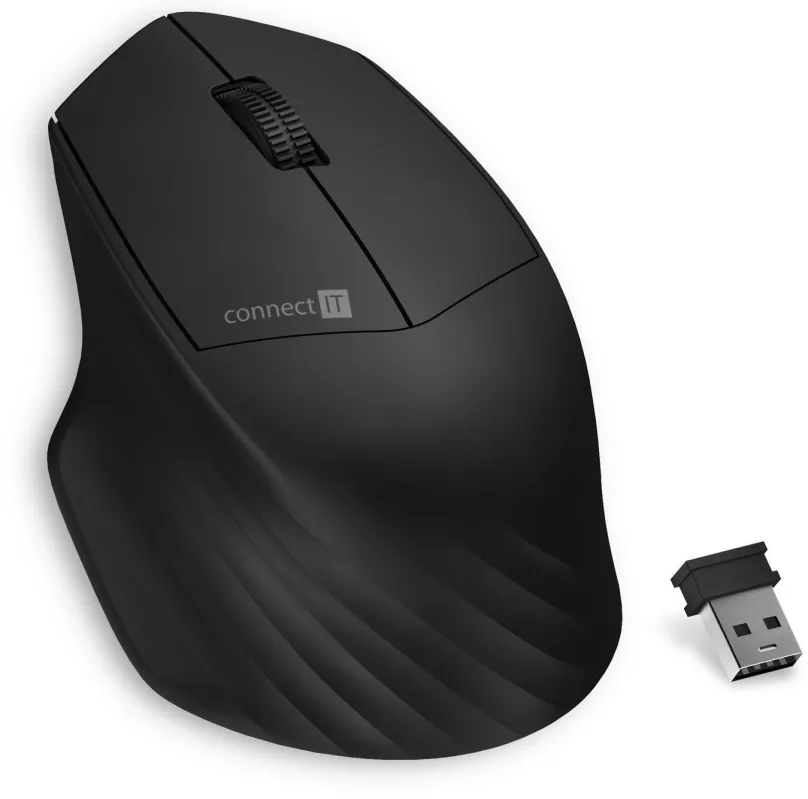 Myš CONNECT IT Triple SmartSwitch, black, bezdrôtová, optická, pre pravákov, pripojenie ce
