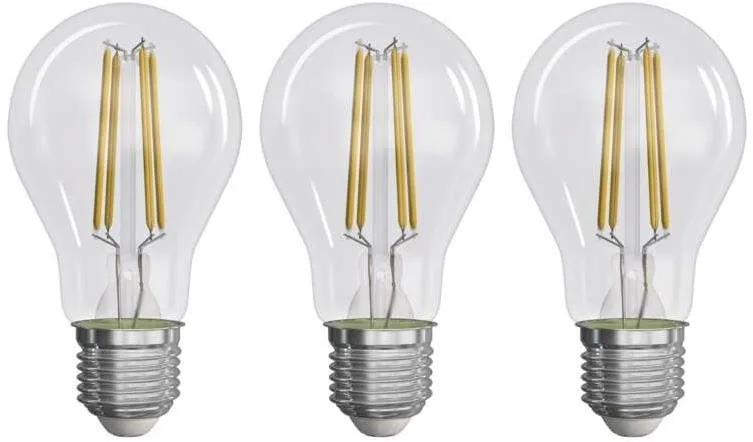 LED žiarovka EMOS Filament A60 / E27 / 3,8 W (60 W) / 806 lm / teplá biela, 3 ks