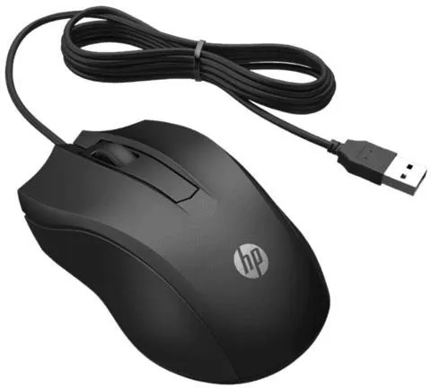 Myš HP Wired Mouse 100, drôtová, optická, symetrická, pripojenie cez USB, na USB batérie,