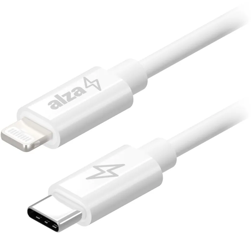 Dátový kábel AlzaPower Core USB-C to Lightning MFi 0.5m biely