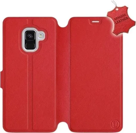 Kryt na mobil Flip puzdro na mobil Samsung Galaxy A8 2018 - Červené - kožené - Red Leather