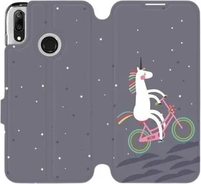 Kryt na mobil Flipové puzdro na mobil Huawei Y7 2019 - V024P Jednorožec na bicykli