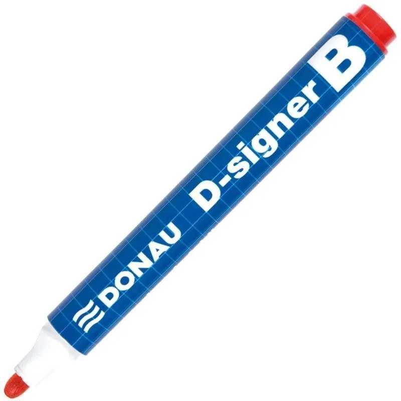 Popisovač DONAU D-SIGNER B 2-4 mm, červený, červená farba, okrúhly hrot, šírka stopy 2 mm