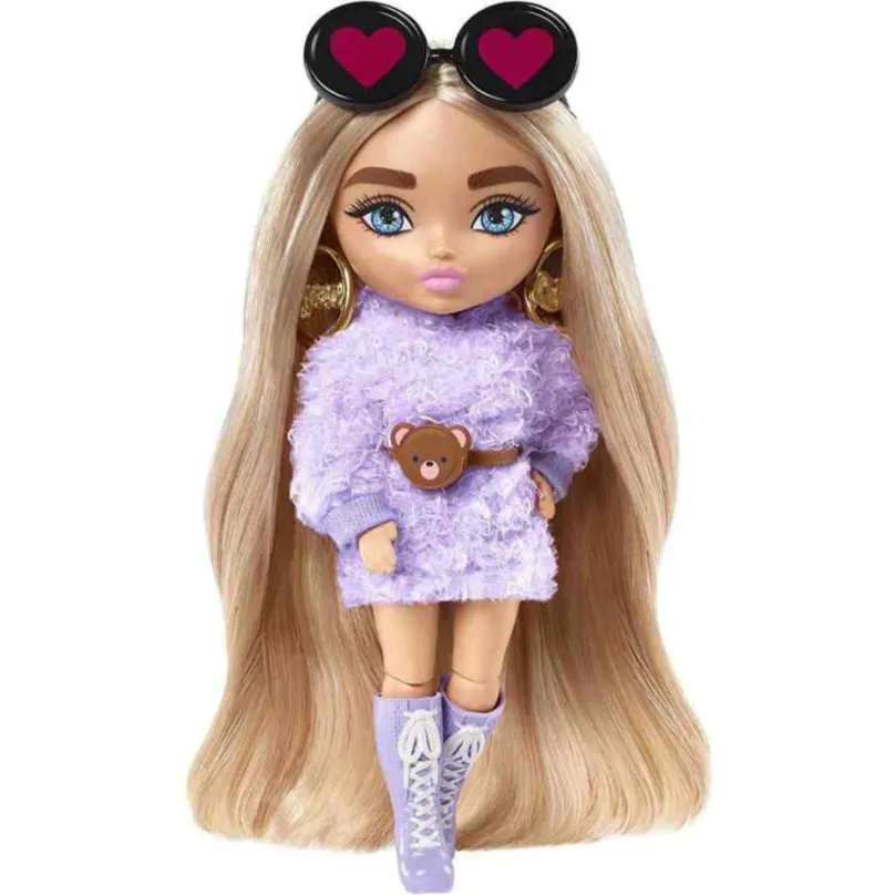 Mattel Barbie® Extra minis blondínka s čiernymi okuliarmi so srdiečkami, HGP66