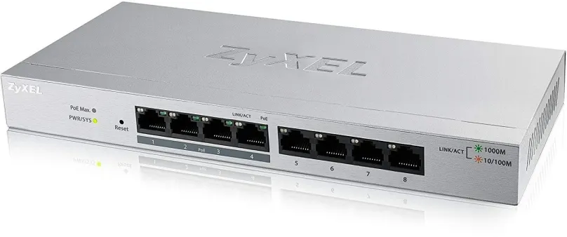 Switch Zyxel GS1200-8HPV2, desktop, 8x RJ-45, L2, Power over Ethernet (PoE), QoS (Quality