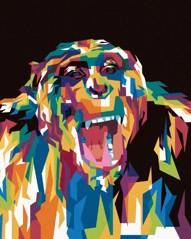 Maľovanie podľa čísel Farebná gorila, 40x50 cm, bez rámu a bez vypnutia plátna