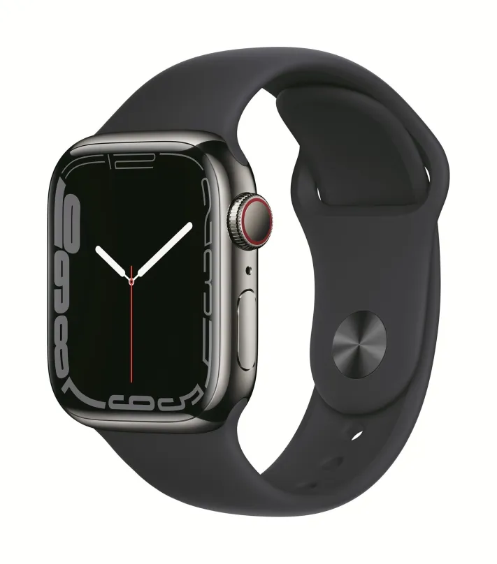 Chytré hodinky Apple Watch Series 7 41mm Cellular Grafitový nerez s temne atramentovým športovým remienkom