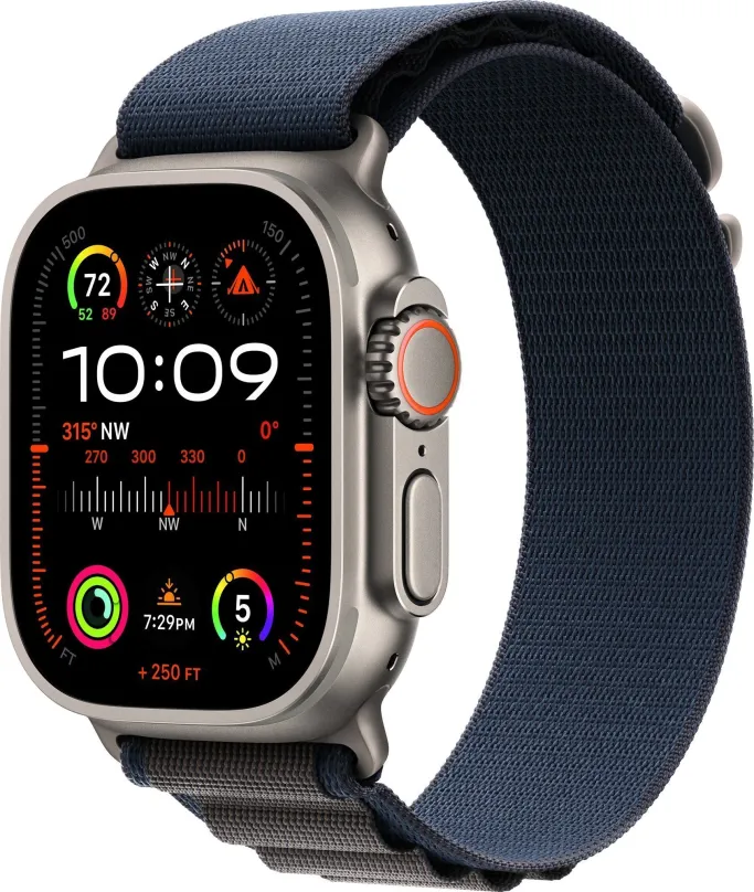 Chytré hodinky Apple Watch Ultra 2 49mm titánové púzdro s modrým alpským ťahom - Medium