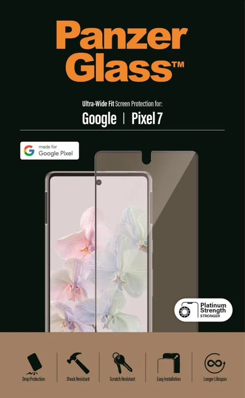 Ochranné sklo PanzerGlass Google Pixel 7, pre Google Pixel 7, zaoblenie 2.5D, tvrdosť 9H,