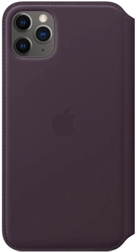 Puzdro na mobil Apple iPhone 11 Pre Max Kožené puzdro Folio baklažánová