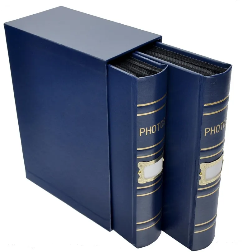 Fotoalbum KPH 400 Old box modré, zasúvacie, pre fotografie s rozmermi 10 x 15 cm, pre 40
