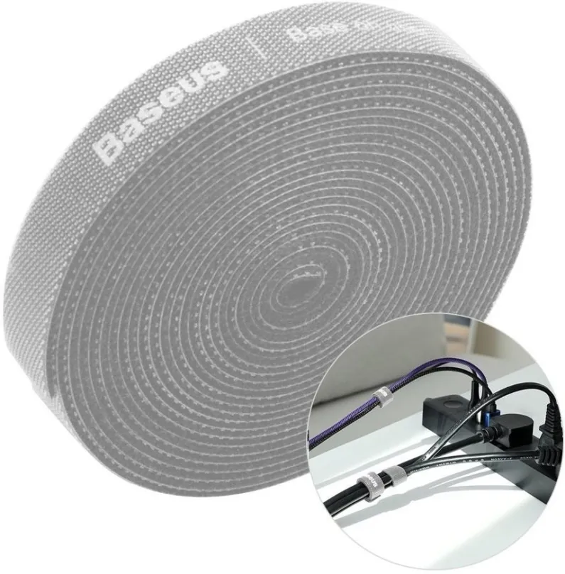 Organizér káblov Baseus Rainbow Circle Velcro Straps 3m Gray
