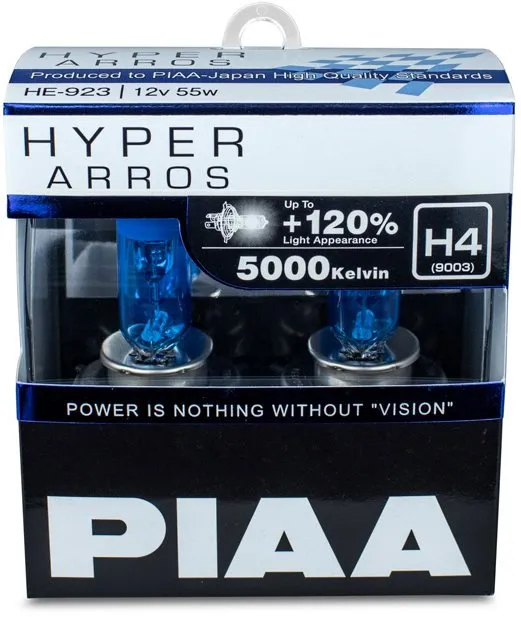 Autožiarovka PIAA Hyper Arros 5000K H4 + 120%. jasne biele svetlo s teplotou 5000K, 2ks
