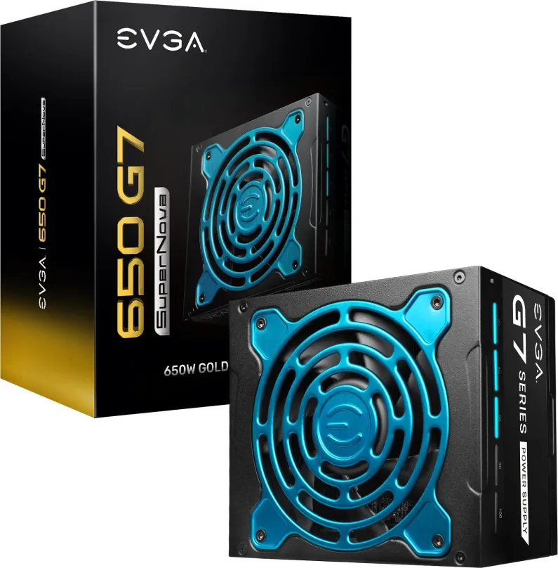 Počítačový zdroj EVGA SuperNOVA 650 G7, 650 W, ATX, 80 PLUS Gold, 3 ks PCIe (8-pin / 6+2-p