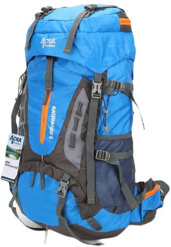 Turistický batoh Acra Adventure modrý 60l, s objemom 60 l, unisex prevedenie, rozmery 69 x