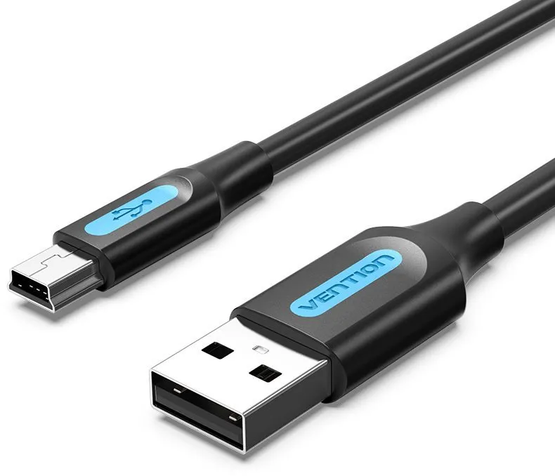 Dátový kábel Vention Mini USB (M) do USB 2.0 (M) Cable 0.5M Black PVC Type