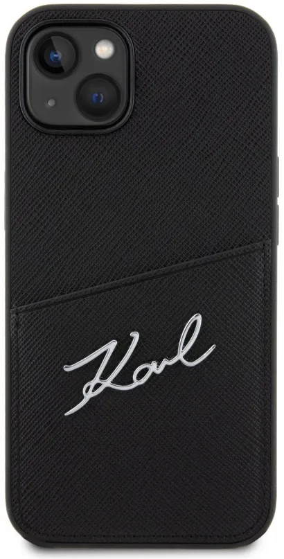 Kryt pre mobil Karl Lagerfeld Saffiano Card Slot Metal Signature Zadný Kryt pre iPhone 14 Black
