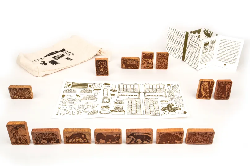 DIDAWOOD DWOOD Zvieratá v lese 14 dielov - doplnok k drevenej stavebnici s príbehom - vo vrecúšku