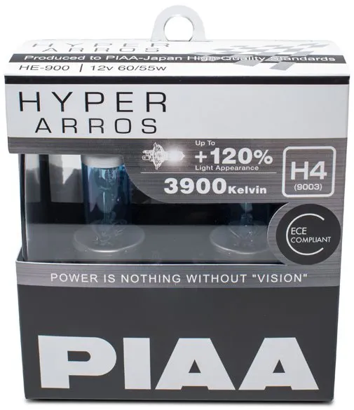Autožiarovka PIAA Hyper Arros 3900K H4 - o 120 percent vyššiu svietivosť, zvýšený jas