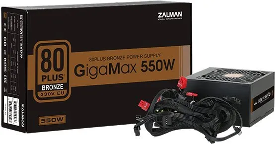 Počítačový zdroj Zalman GigaMax ZM550-GVII, 550W, ATX, 80 PLUS Bronzia, účinnosť 88%, 2 ks