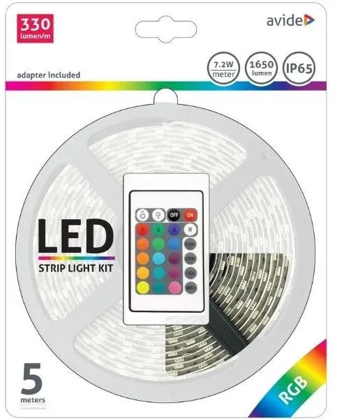 LED pásik Avide Set vodeodolný LED pásik s ovládaním a zdrojom 5m