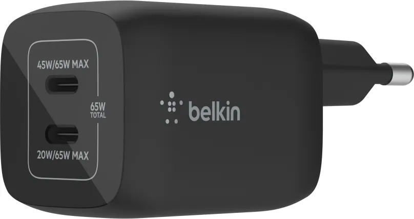 Nabíjačka do siete Belkin Boost Charge 65W PD PPS Dual USB-C GaN Charger Universal, Black