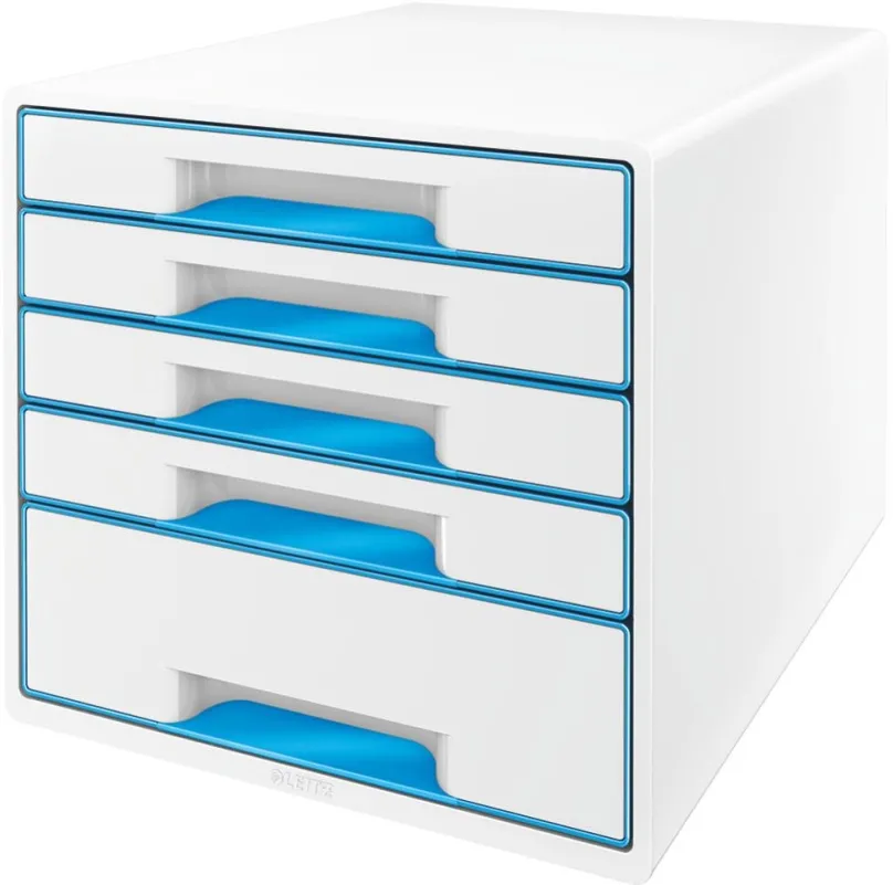 Zásuvkový box LEITZ WOW CUBE, 5 zásuviek, bielo-modrá