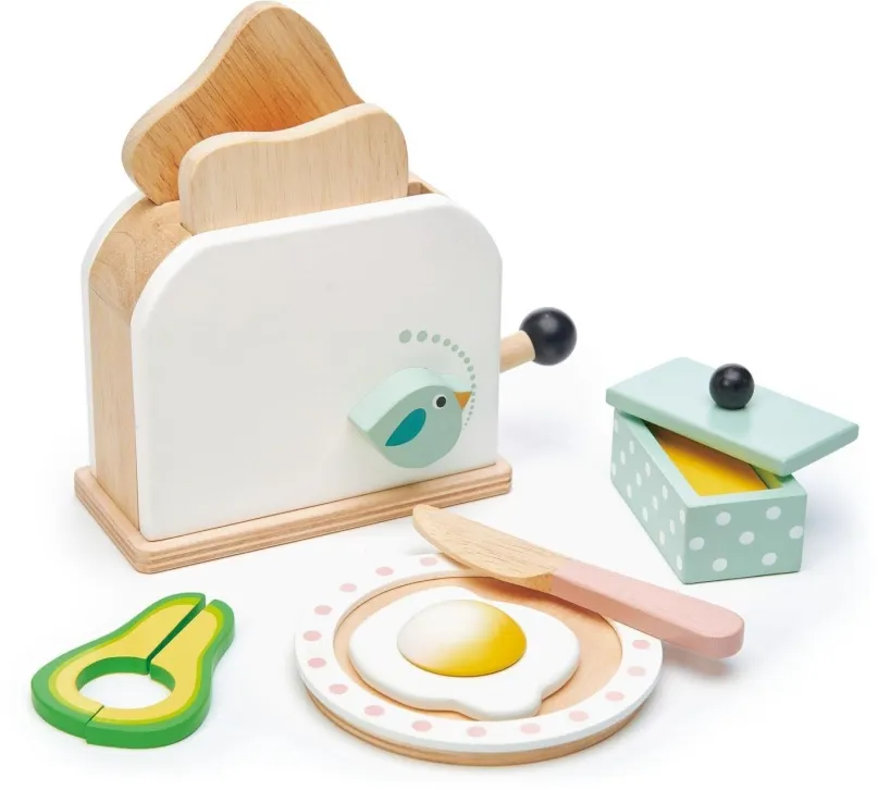 Detský spotrebič Tender Leaf Drevený toastovač Breakfast Toaster Set