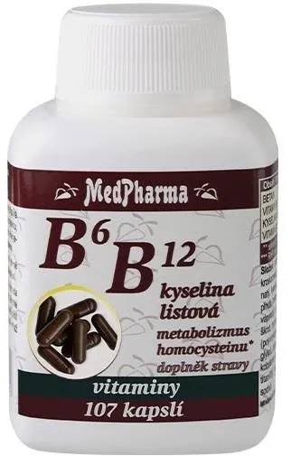 Vitamín B MedPharma B6 B12 + kyselina listová, 107 kapsúl